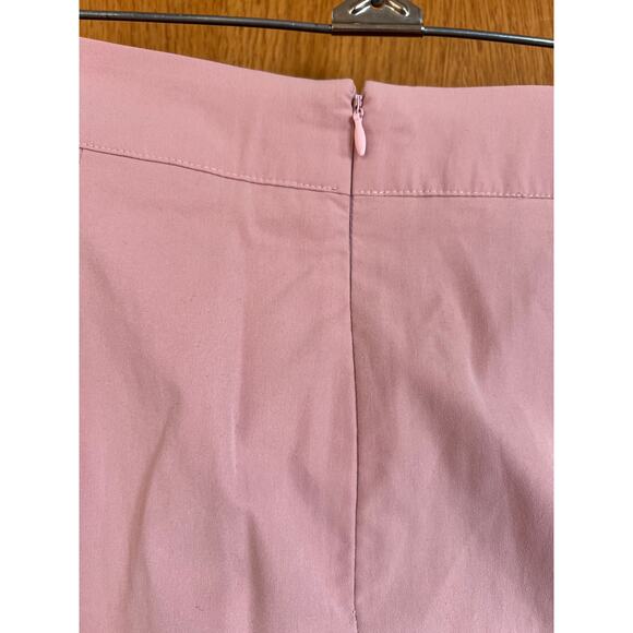 Patchwork Pink Asymmetrical Midi Skirt with Pleated Bottom, women's size L  NWT - Picture 6 of 9